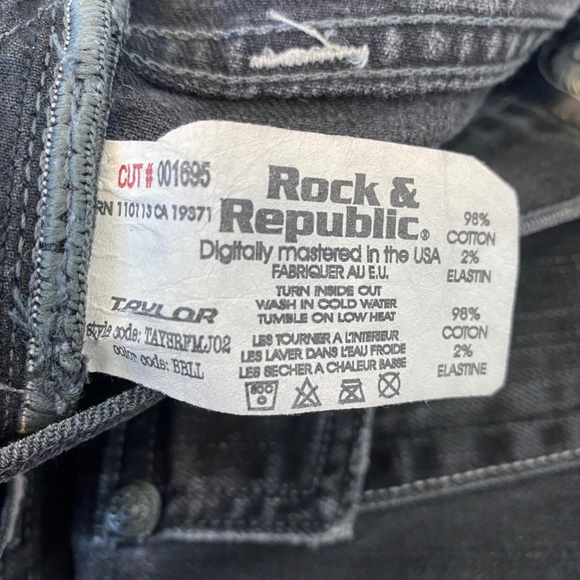 Rock & Republic Taylor Bootcut Jeans Size 34 Skull details faded black - Picture 14 of 16